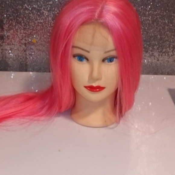 Pink with white highlights,frontal lace front.